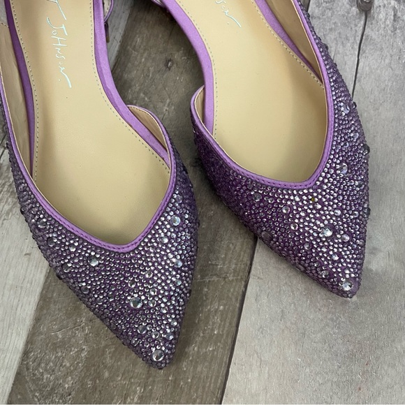 Betsey Johnson Remy Flat Pointed Toe Embellished Size 6 1/2 M Purple - Picture 11 of 12
